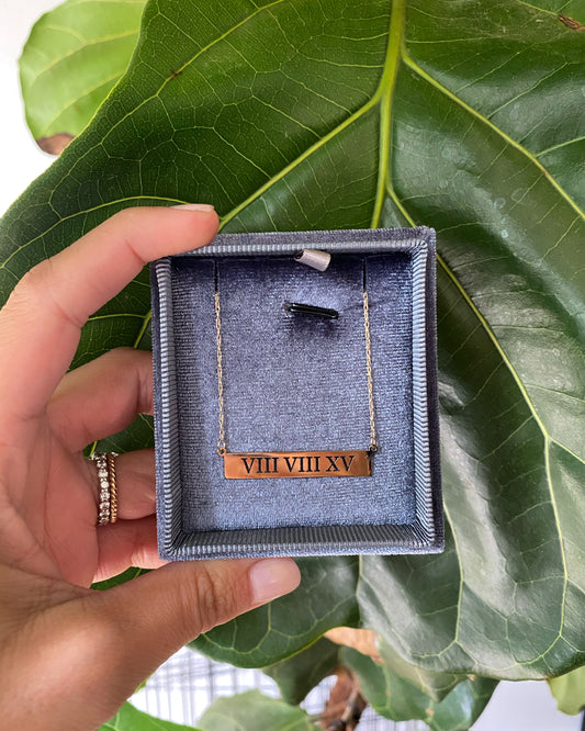 Pierced Roman Numeral Date Necklace