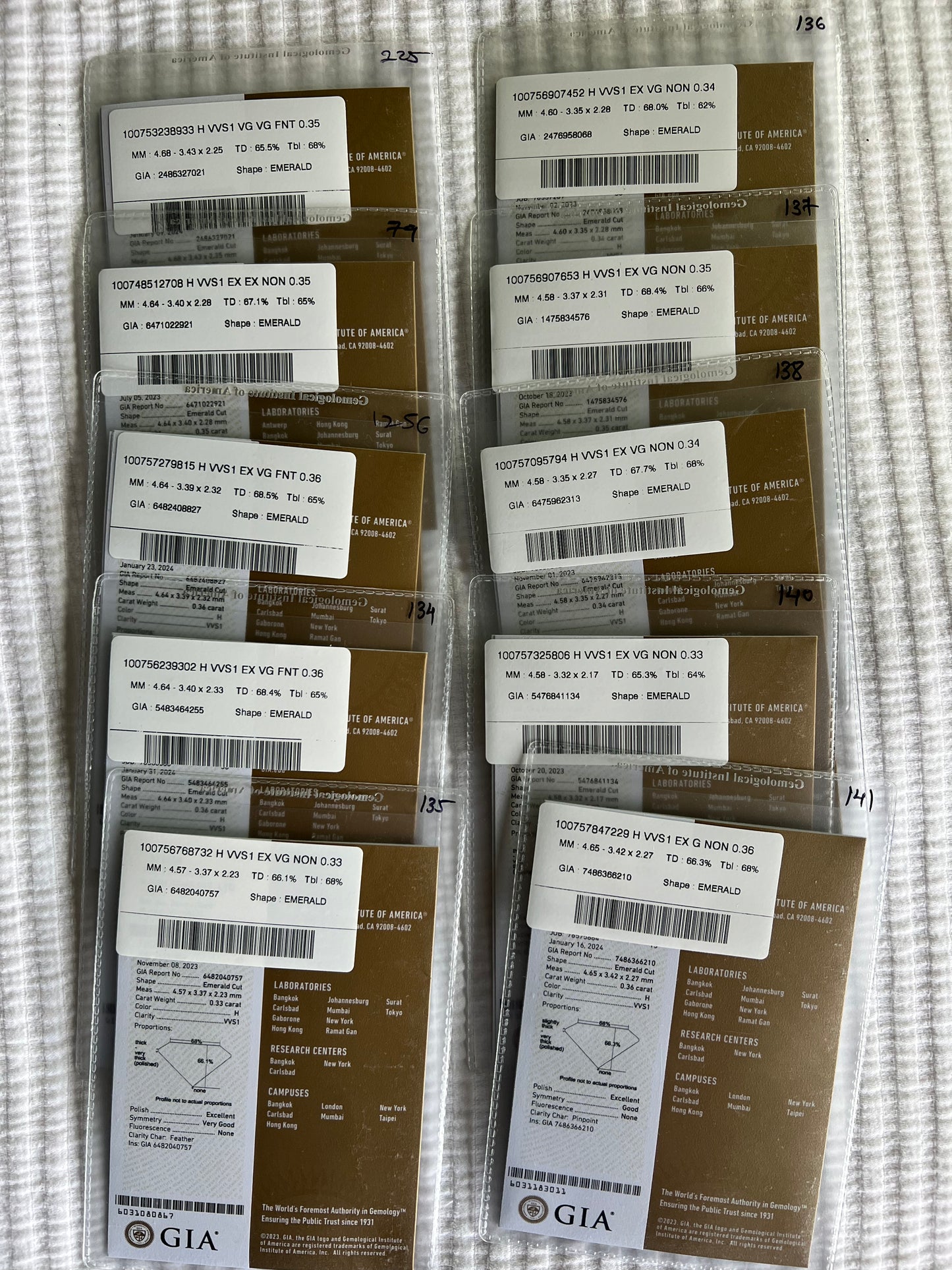 14k White Gold Earring with Emerald Cut Diamonds