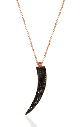 Rose Gold Black Horn Necklace