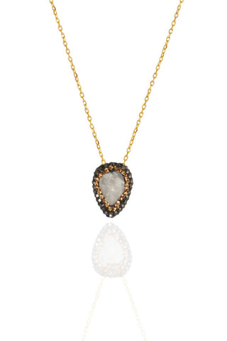 Gold Rock Crystal Cluster Necklace