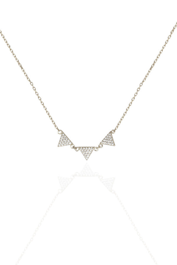Silver Triangle Triplet Necklace