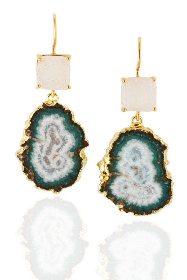 Stalactite Earrings with White Druzy