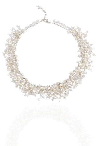White Pearl Feather Necklace