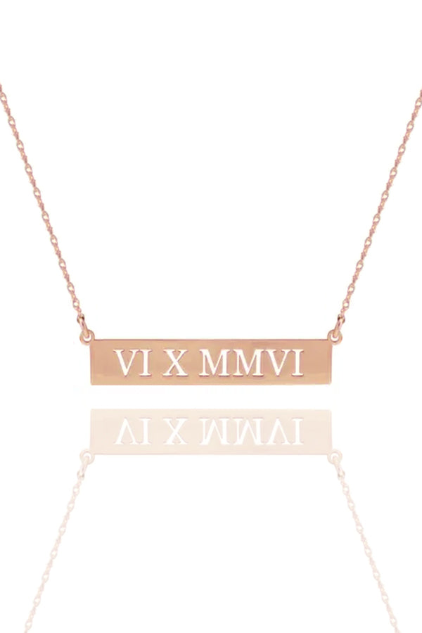 Pierced Roman Numeral Date Necklace