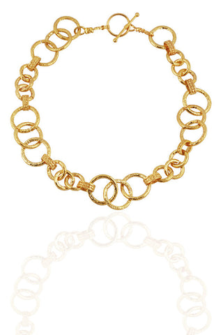 Gold Hammered Link Necklace