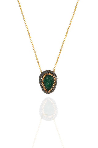 Gold Emerald Cluster Necklace