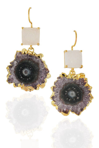 Stalactite Earrings with White Druzy