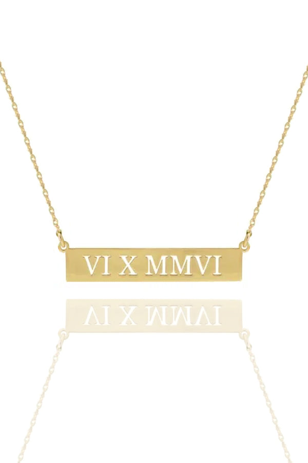 Pierced Roman Numeral Date Necklace