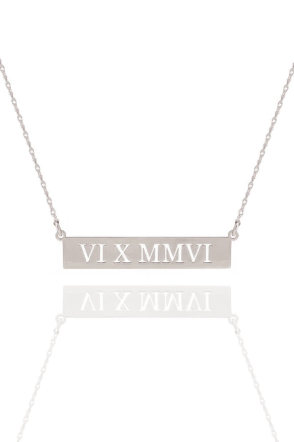 Pierced Roman Numeral Date Necklace