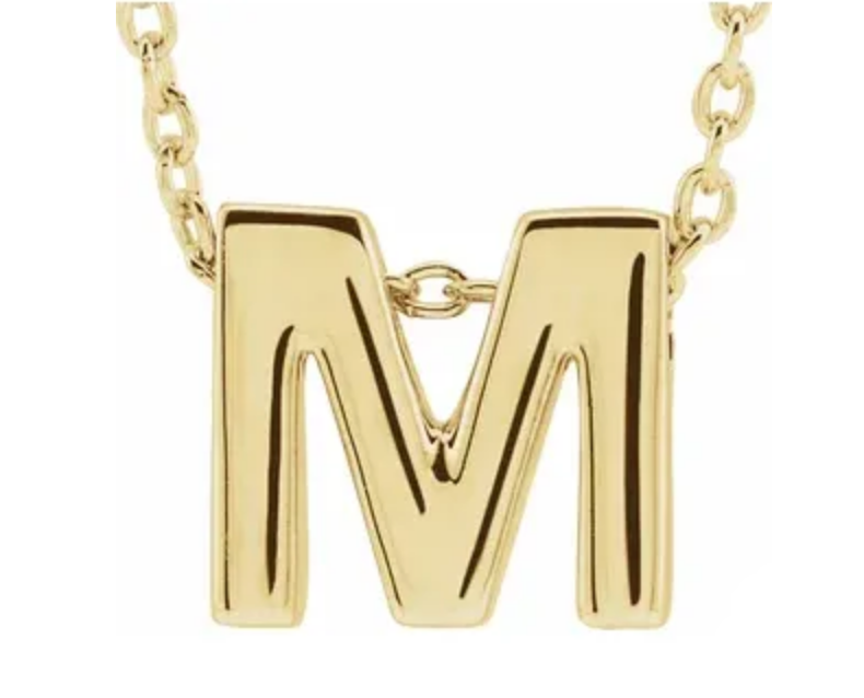 14K Gold Initial Slide Necklace