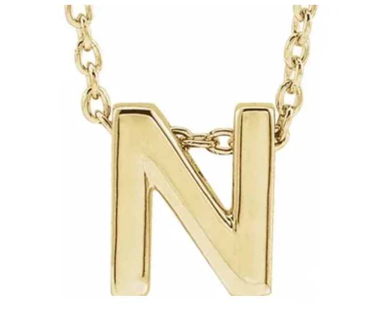 14K Gold Initial Slide Necklace