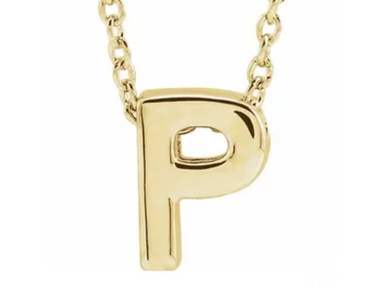 14K Gold Initial Slide Necklace