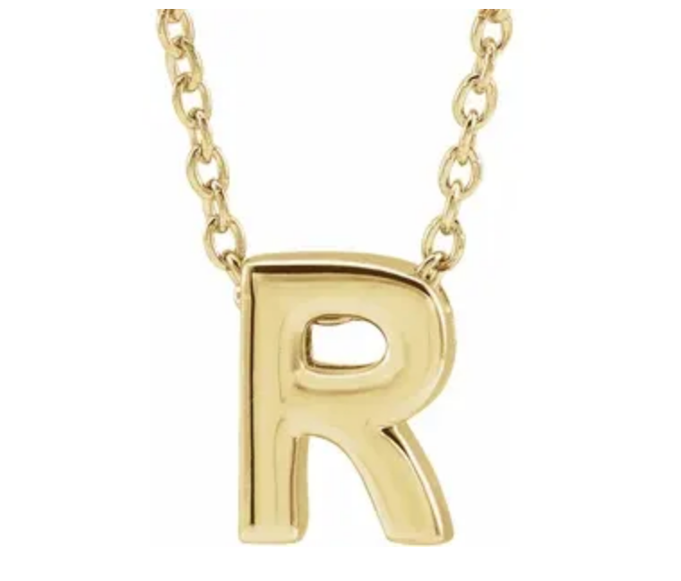 14K Gold Initial Slide Necklace