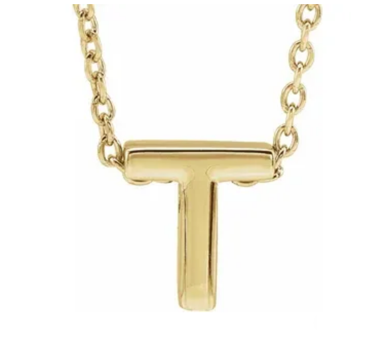 14K Gold Initial Slide Necklace