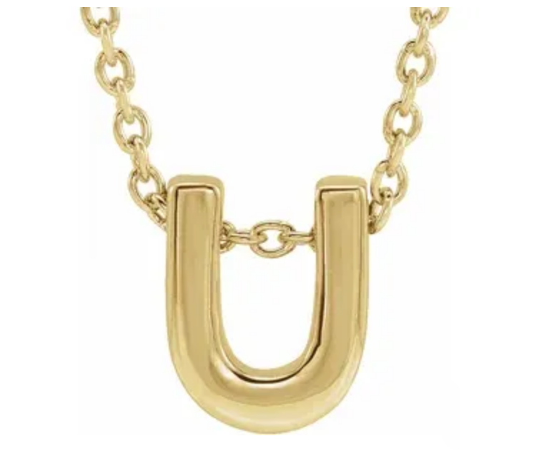 14K Gold Initial Slide Necklace