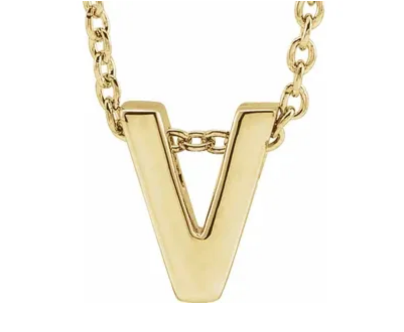 14K Gold Initial Slide Necklace