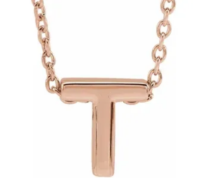 14K Gold Initial Slide Necklace